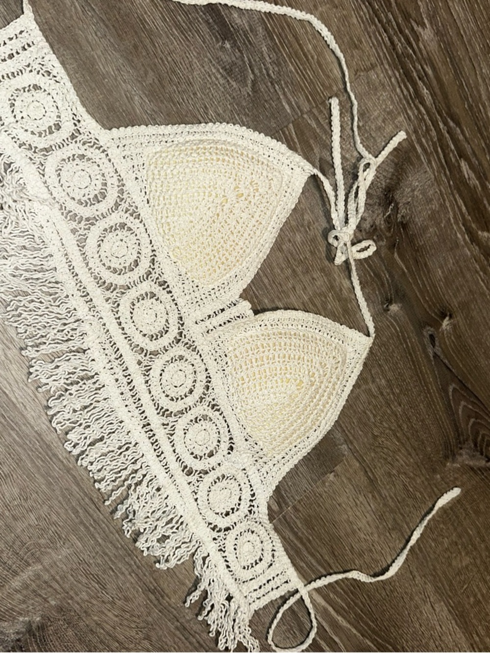 Crochet Fringe Bralette - Cream